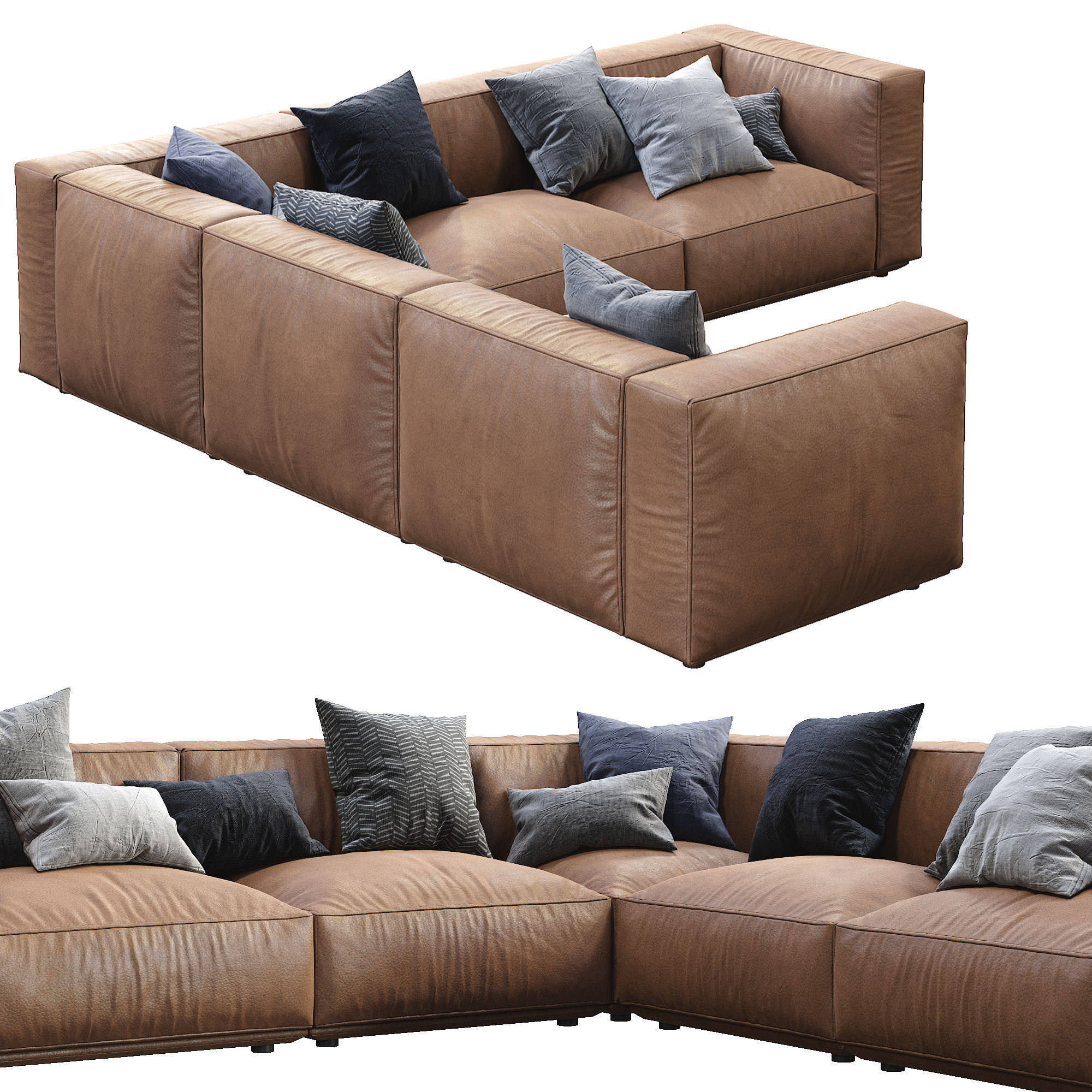 Marechiaro Leather Sofa By Arflex composition 1 3D model_3