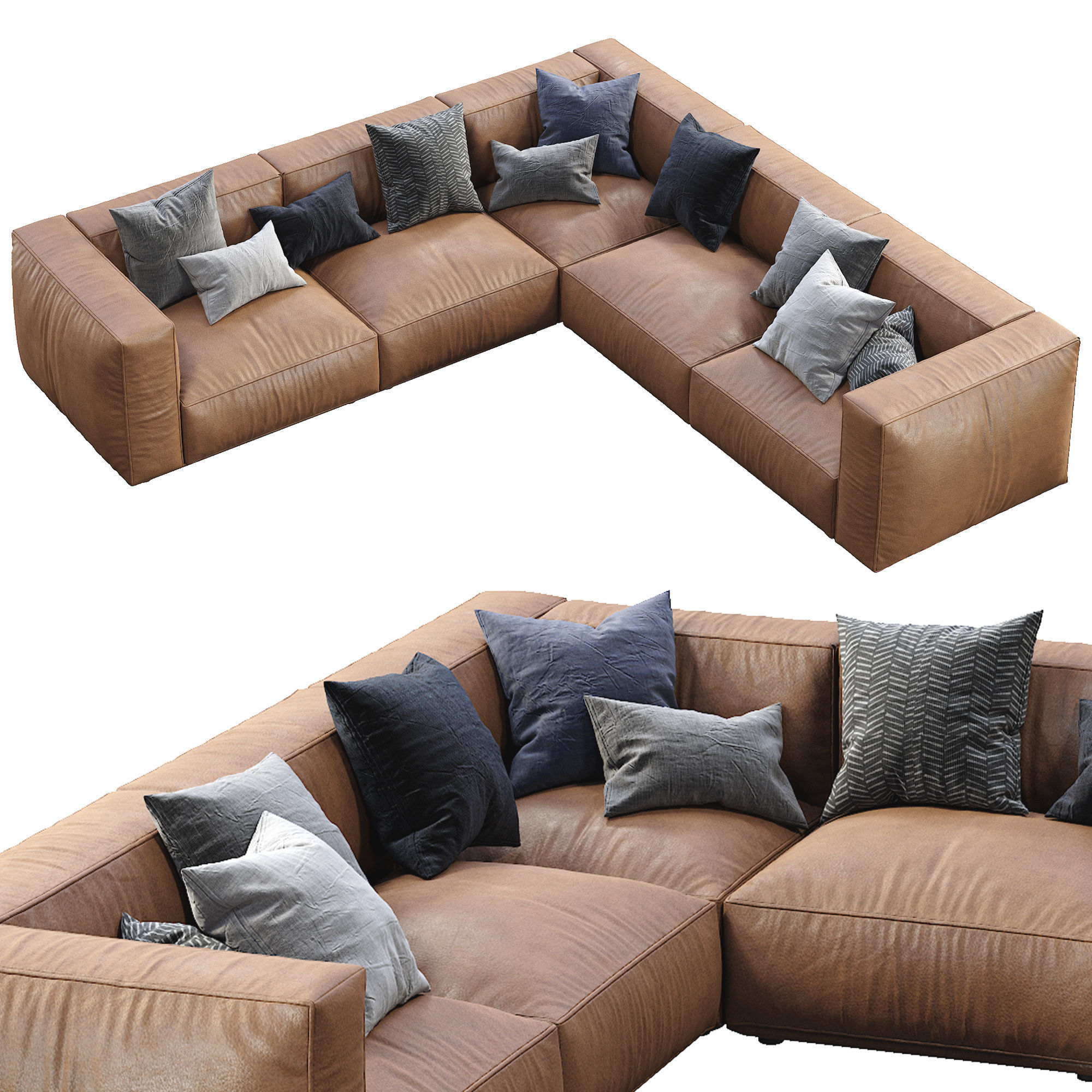 Marechiaro Leather Sofa By Arflex composition 1 3D model_2