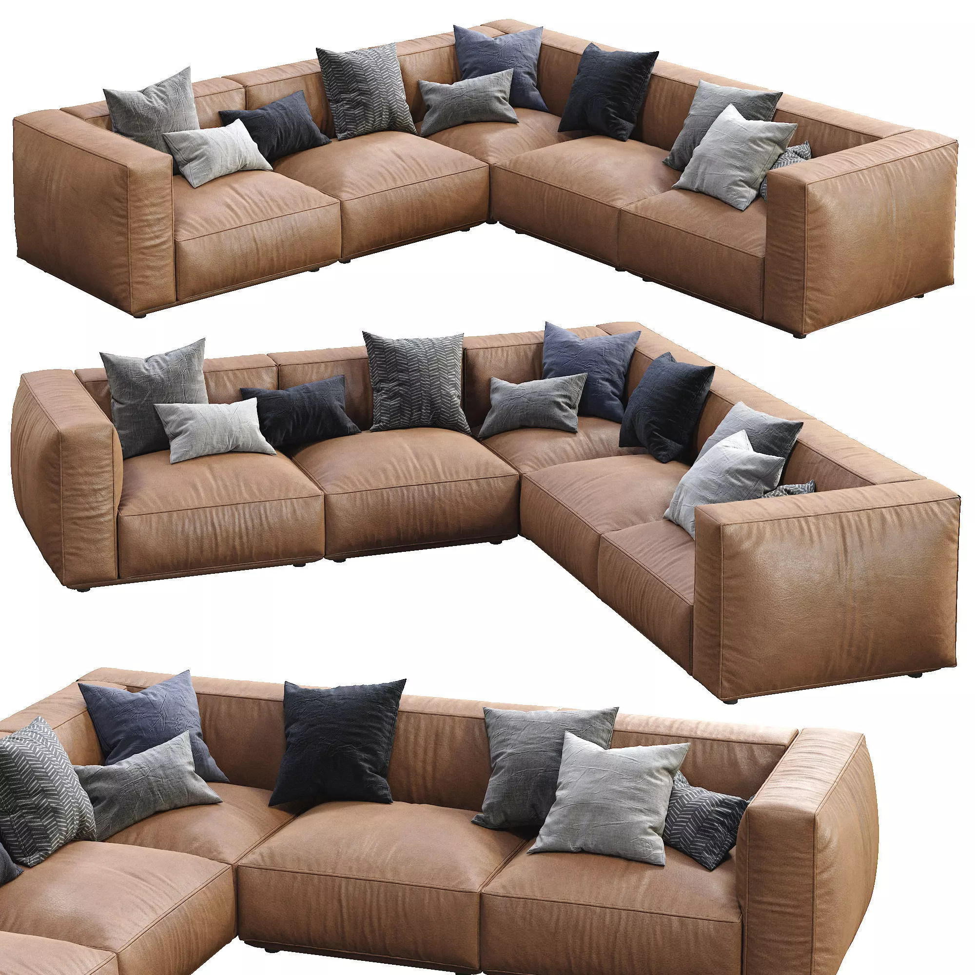 Marechiaro Leather Sofa By Arflex composition 1 3D model_0