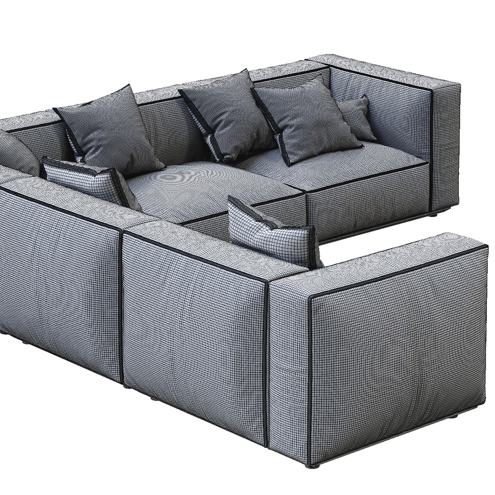Marechiaro Leather Sofa By Arflex composition 1 3D model_4