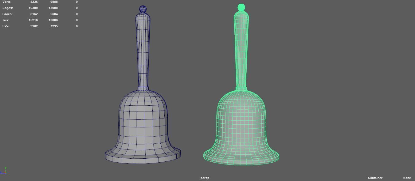 Gold Hand Bell - PBR Low-poly 3D model_11