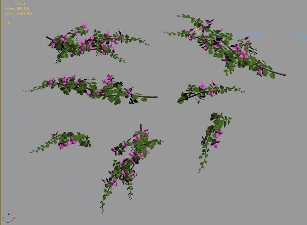 Plant-Bougainvillea flowers 3D model_3