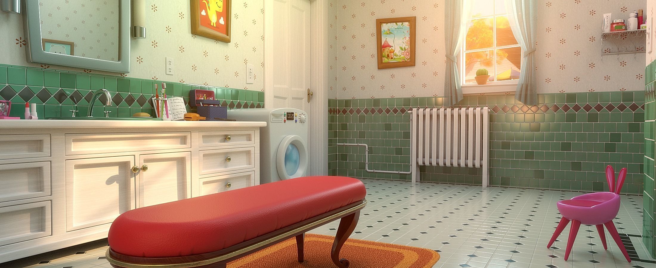 Cartoon Bathroom 3D model_5
