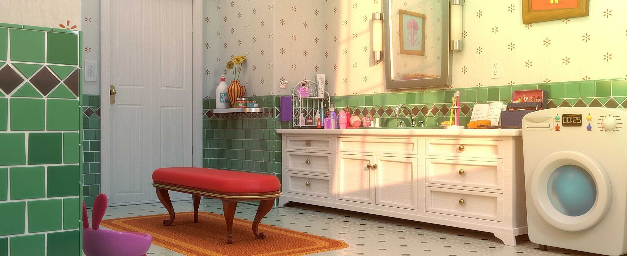 Cartoon Bathroom 3D model_1