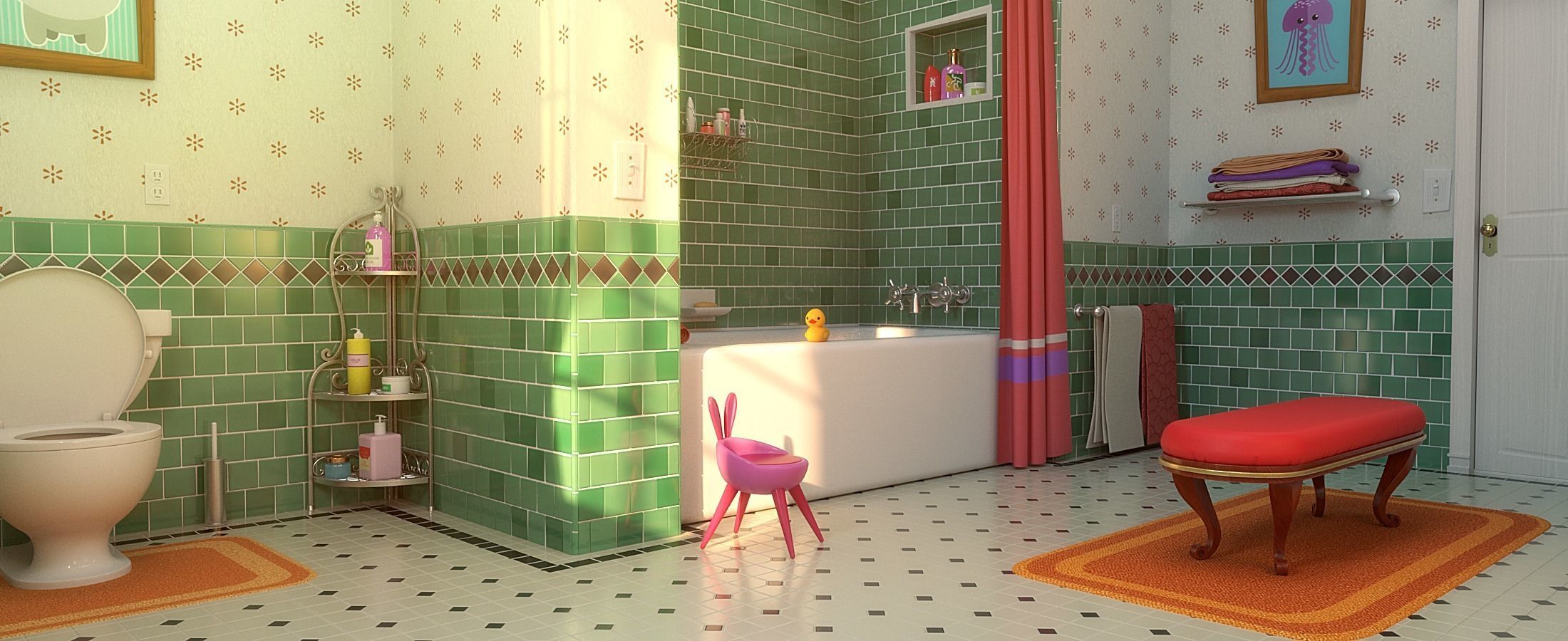 Cartoon Bathroom 3D model_4