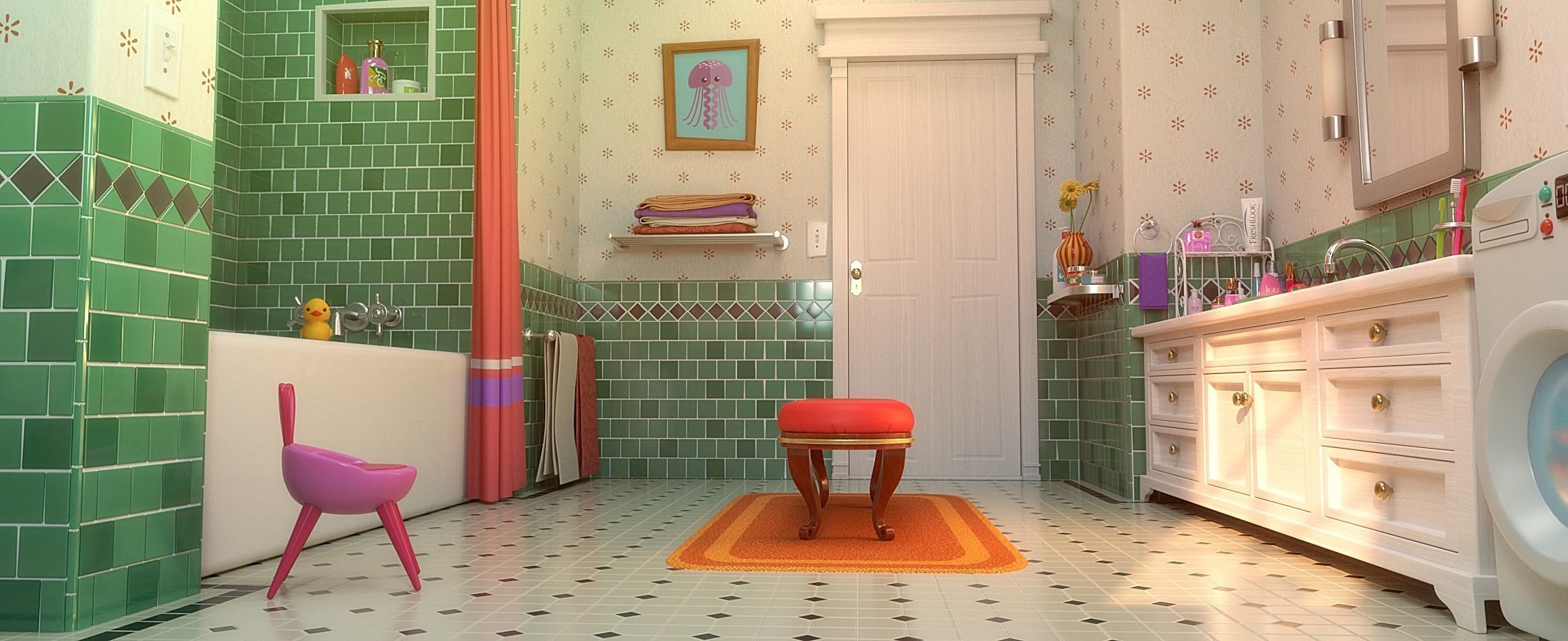 Cartoon Bathroom 3D model_3
