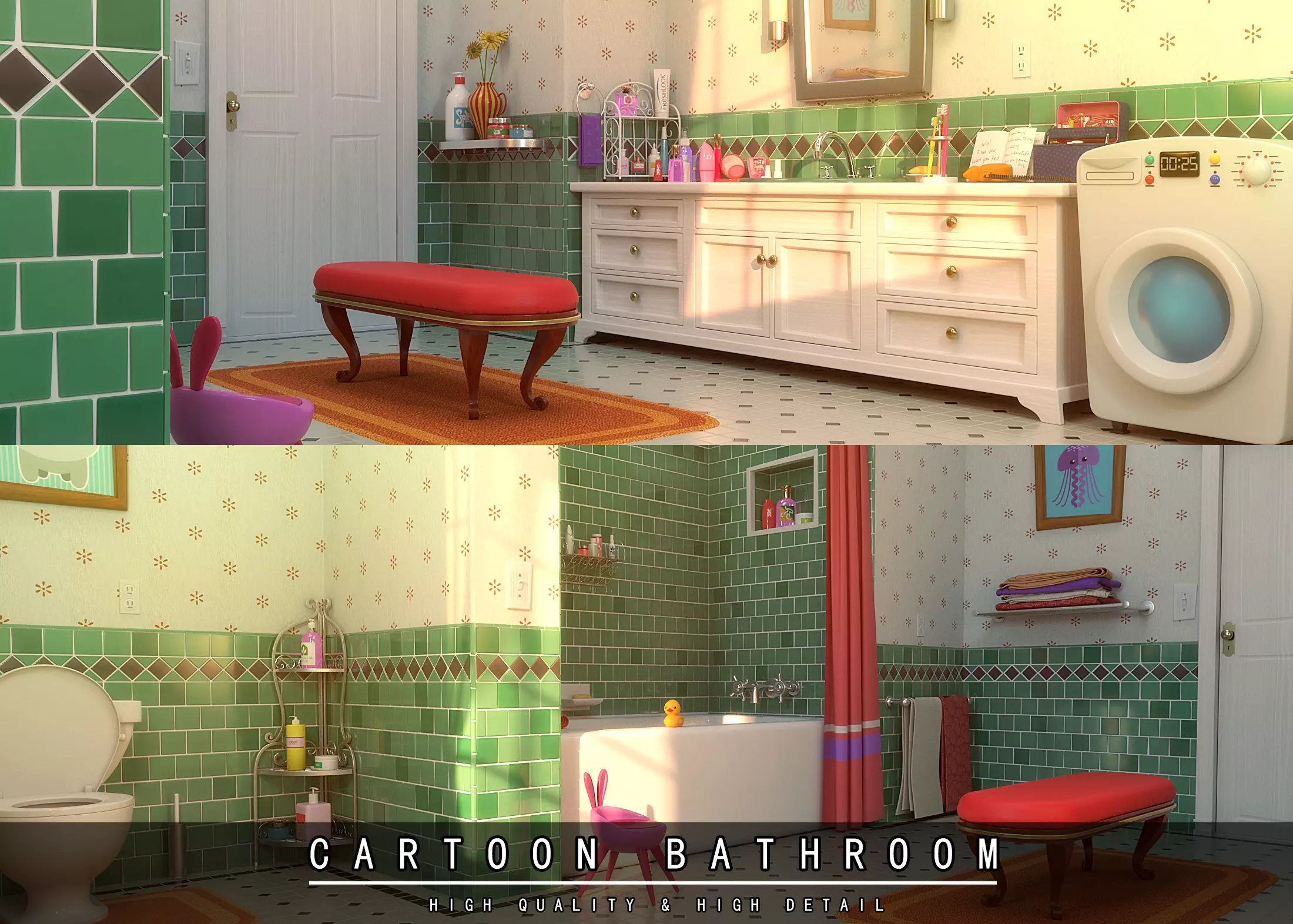 Cartoon Bathroom 3D model_0