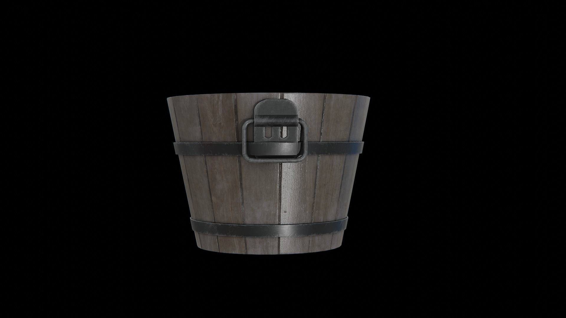 Wooden Bucket Low-poly 3D model_1