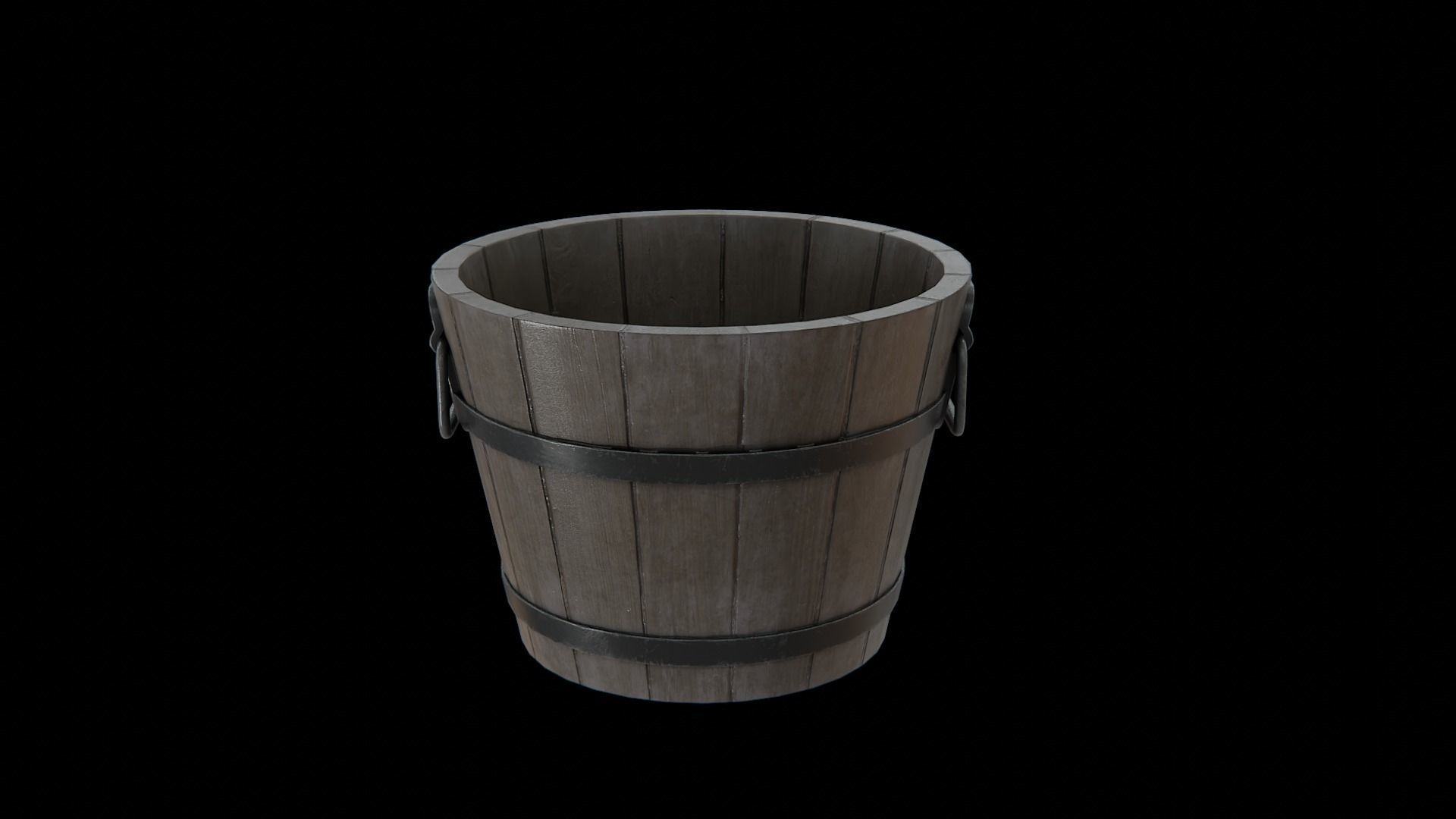 Wooden Bucket Low-poly 3D model_3