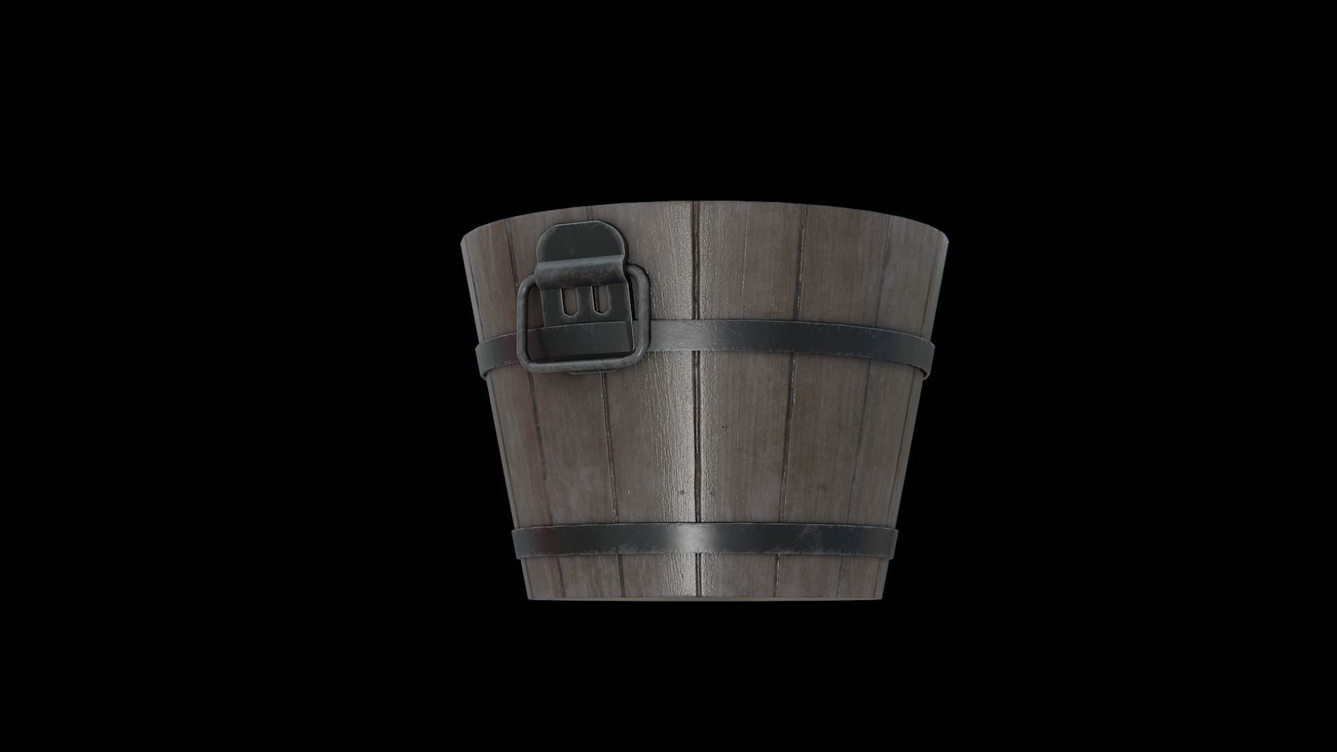 Wooden Bucket Low-poly 3D model_2