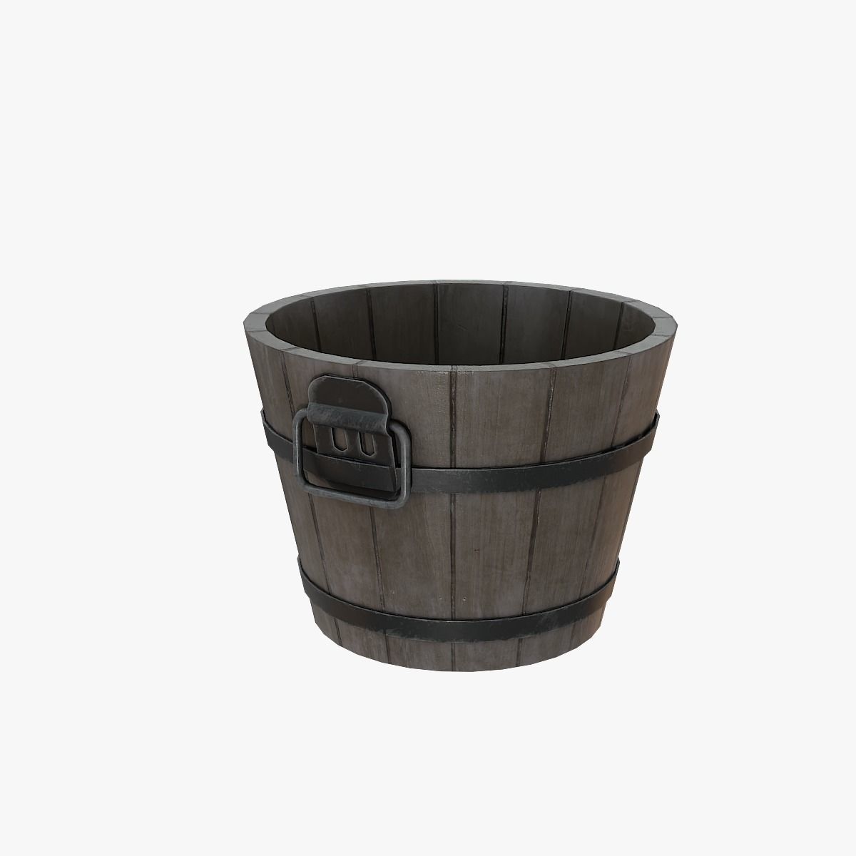 Wooden Bucket Low-poly 3D model_5