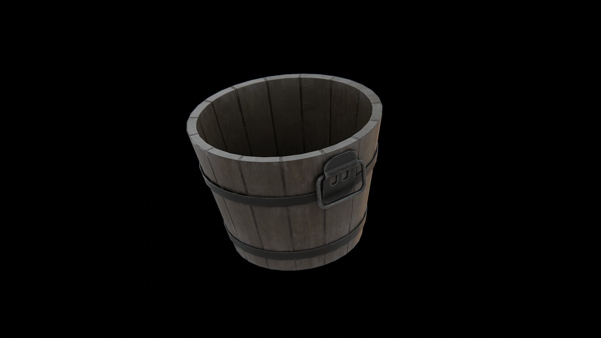 Wooden Bucket Low-poly 3D model_4