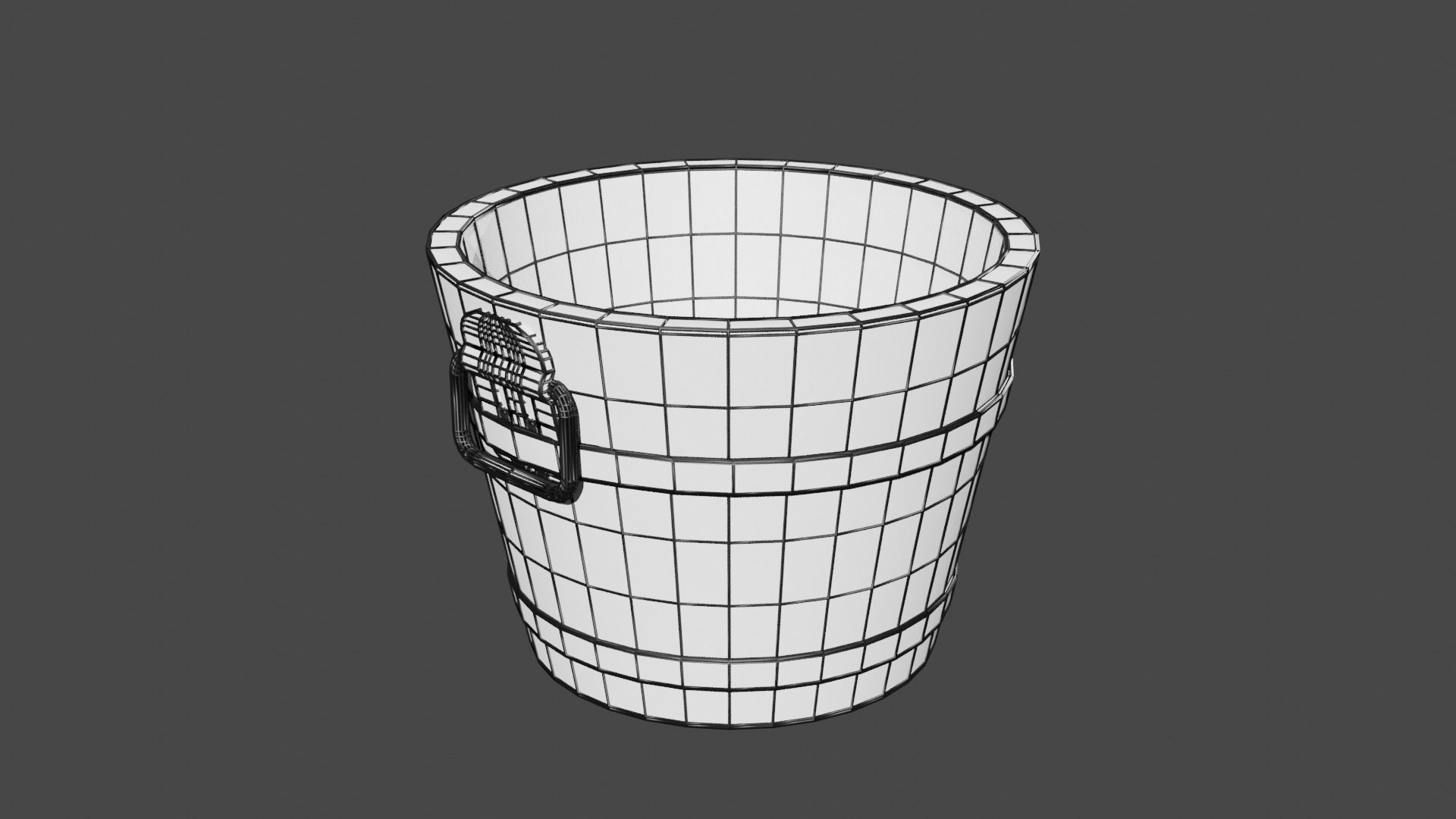 Wooden Bucket Low-poly 3D model_6