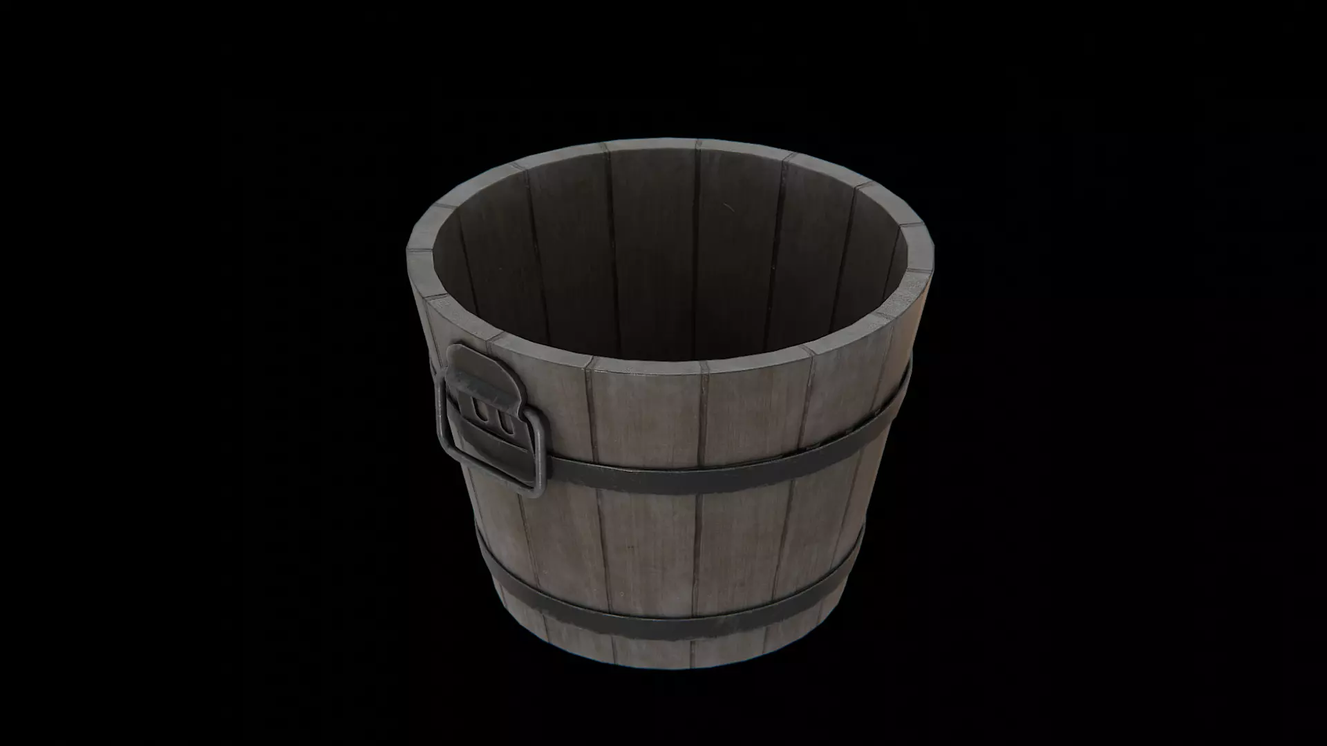 Wooden Bucket Low-poly 3D model_0