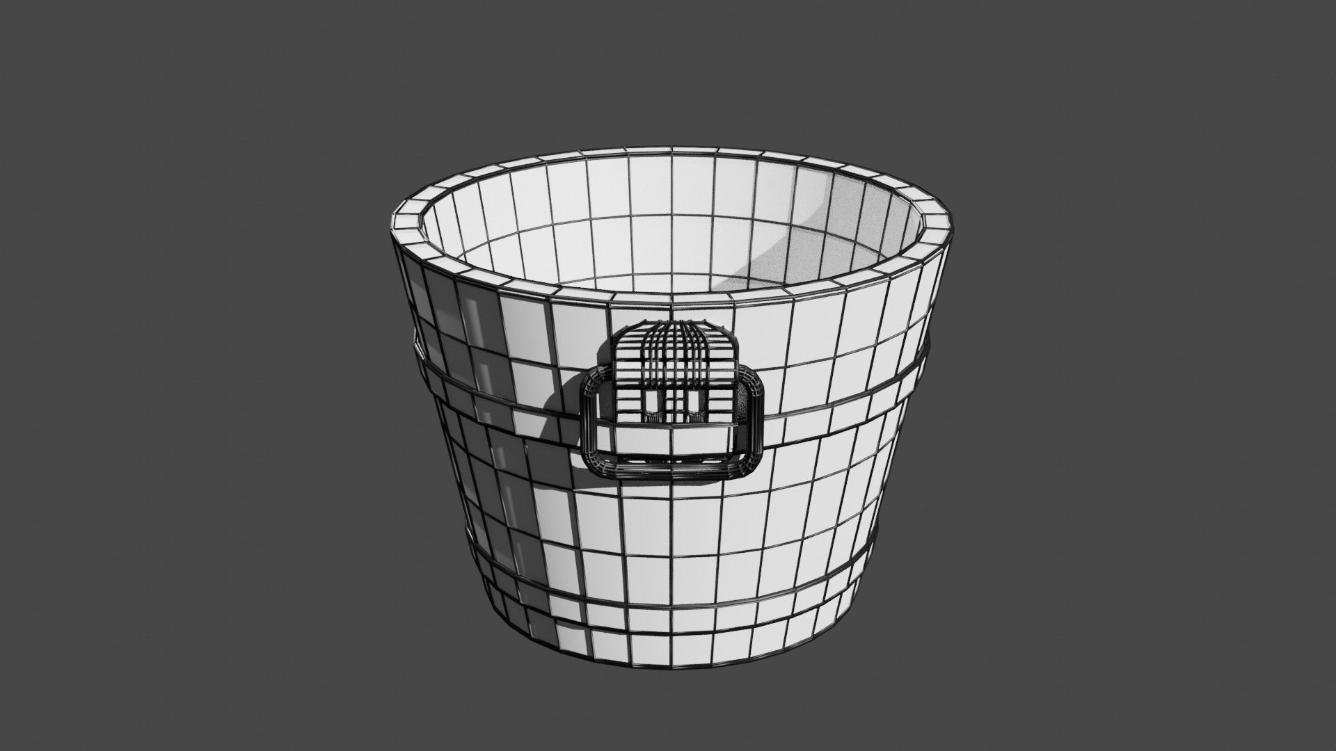 Wooden Bucket Low-poly 3D model_7