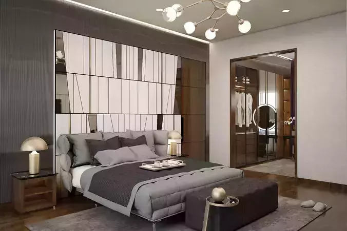 Modern Contemporer Bedroom 3D model