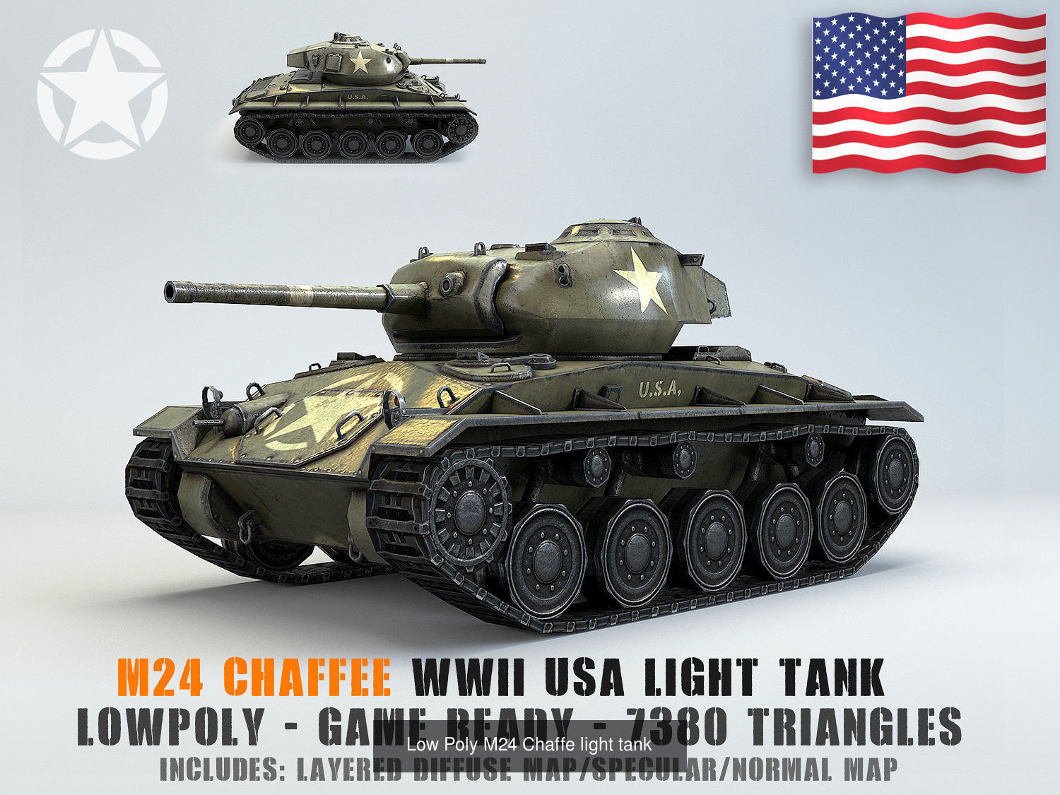 Low Poly US  WW2 warfare collection _8