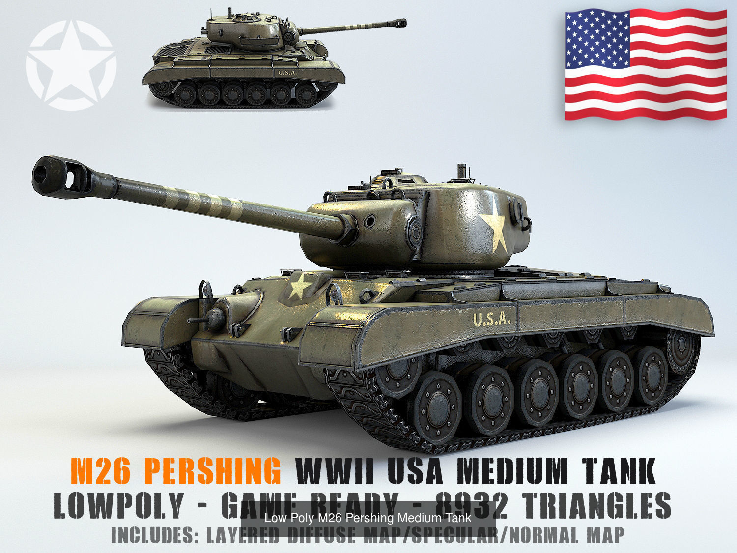 Low Poly US  WW2 warfare collection _11