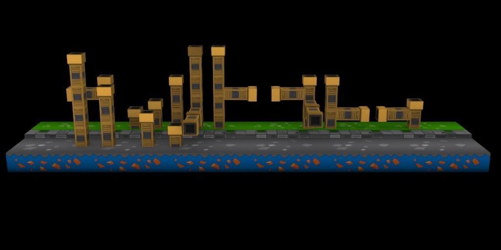 3D platformer level art pack Low-poly 3D model_35