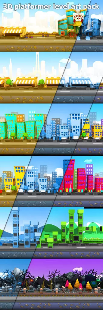 3D platformer level art pack Low-poly 3D model_0