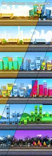 3D platformer level art pack Low-poly 3D model