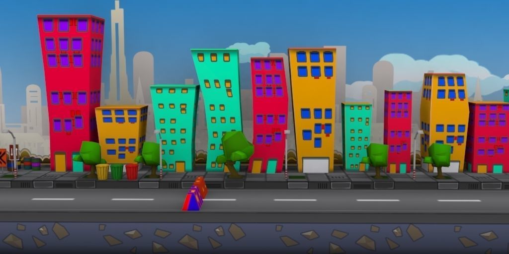 3D platformer level art pack Low-poly 3D model_34