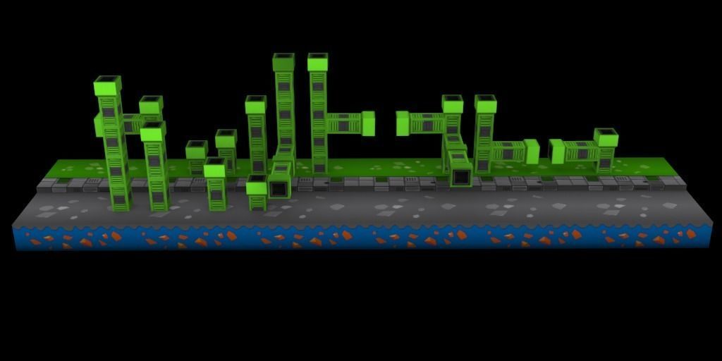 3D platformer level art pack Low-poly 3D model_29