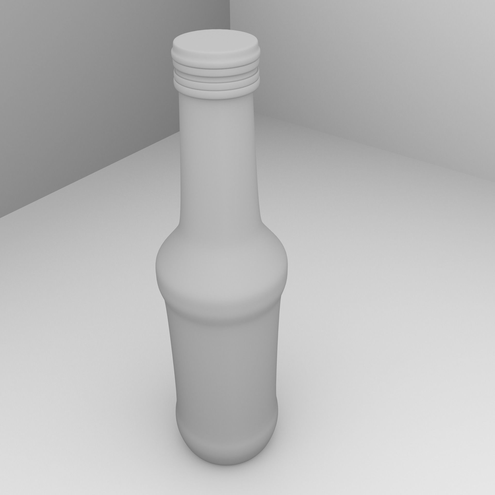 Glass Bottle 18 Red Cap with Liquid 3D model_3