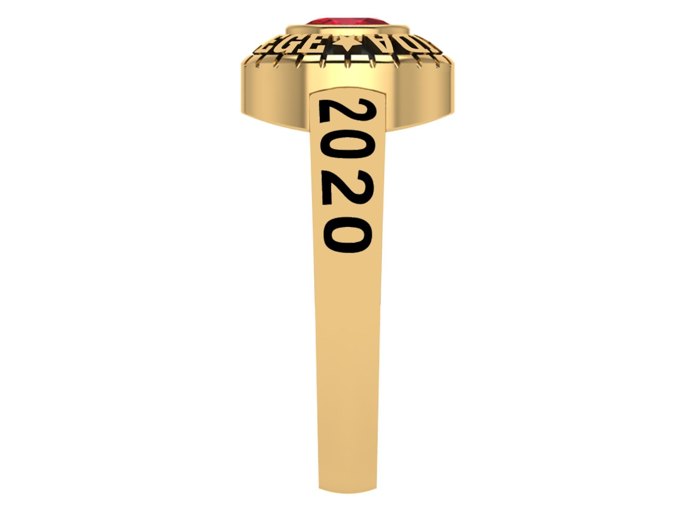 Personalized Class Ring 9 - Oval Gem for Females 3D print model_3