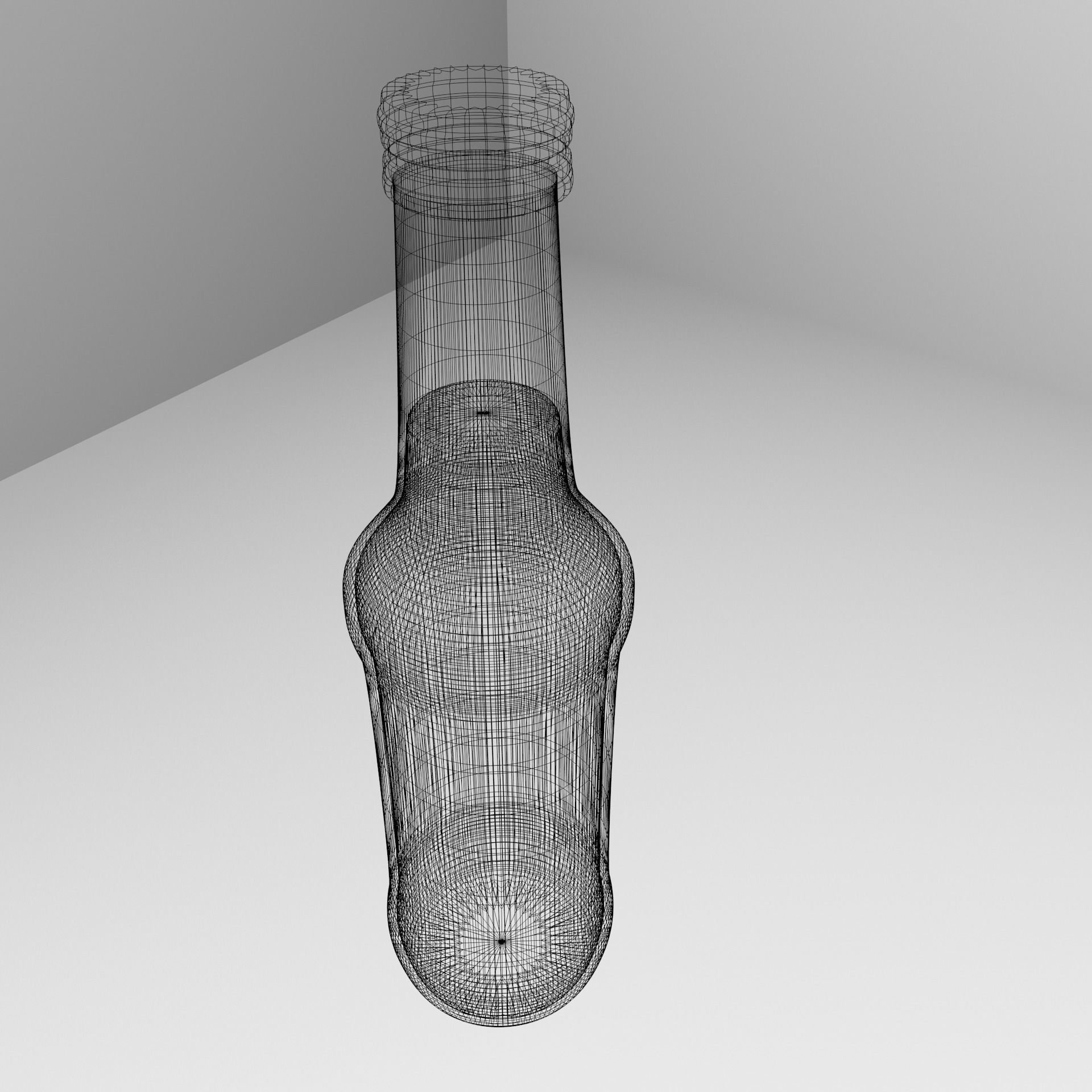 Glass Bottle 18 Red Cap with Liquid 2 3D model_4