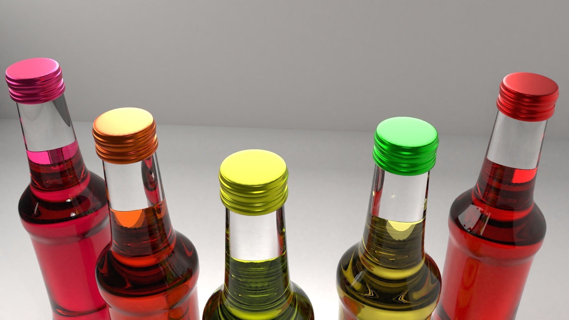 Glass Bottle 18 Assorted Colors with Liquid 3D model_2