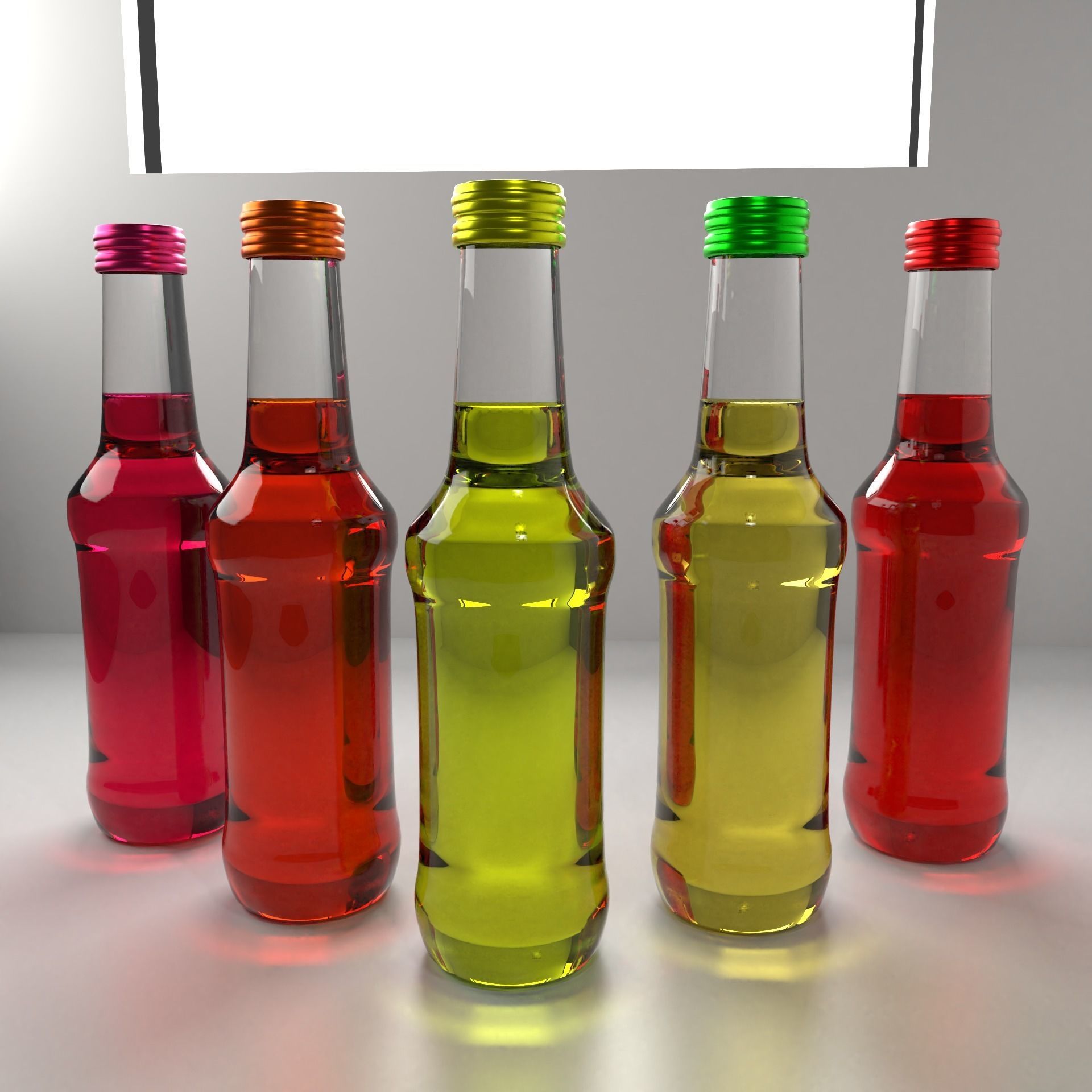 Glass Bottle 18 Assorted Colors with Liquid 3D model_1