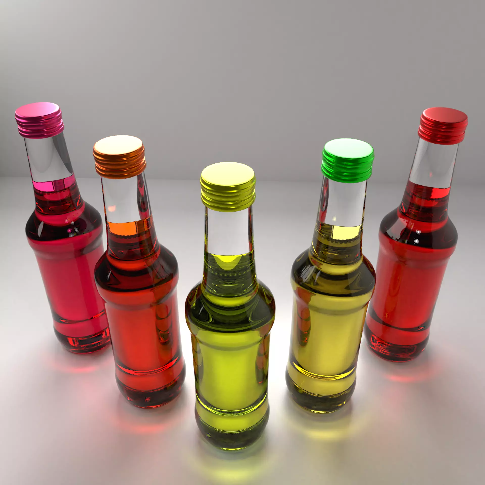 Glass Bottle 18 Assorted Colors with Liquid 3D model_0