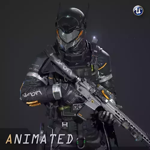 SCIFI - URBAN SOLDIER Low-poly 3D model
