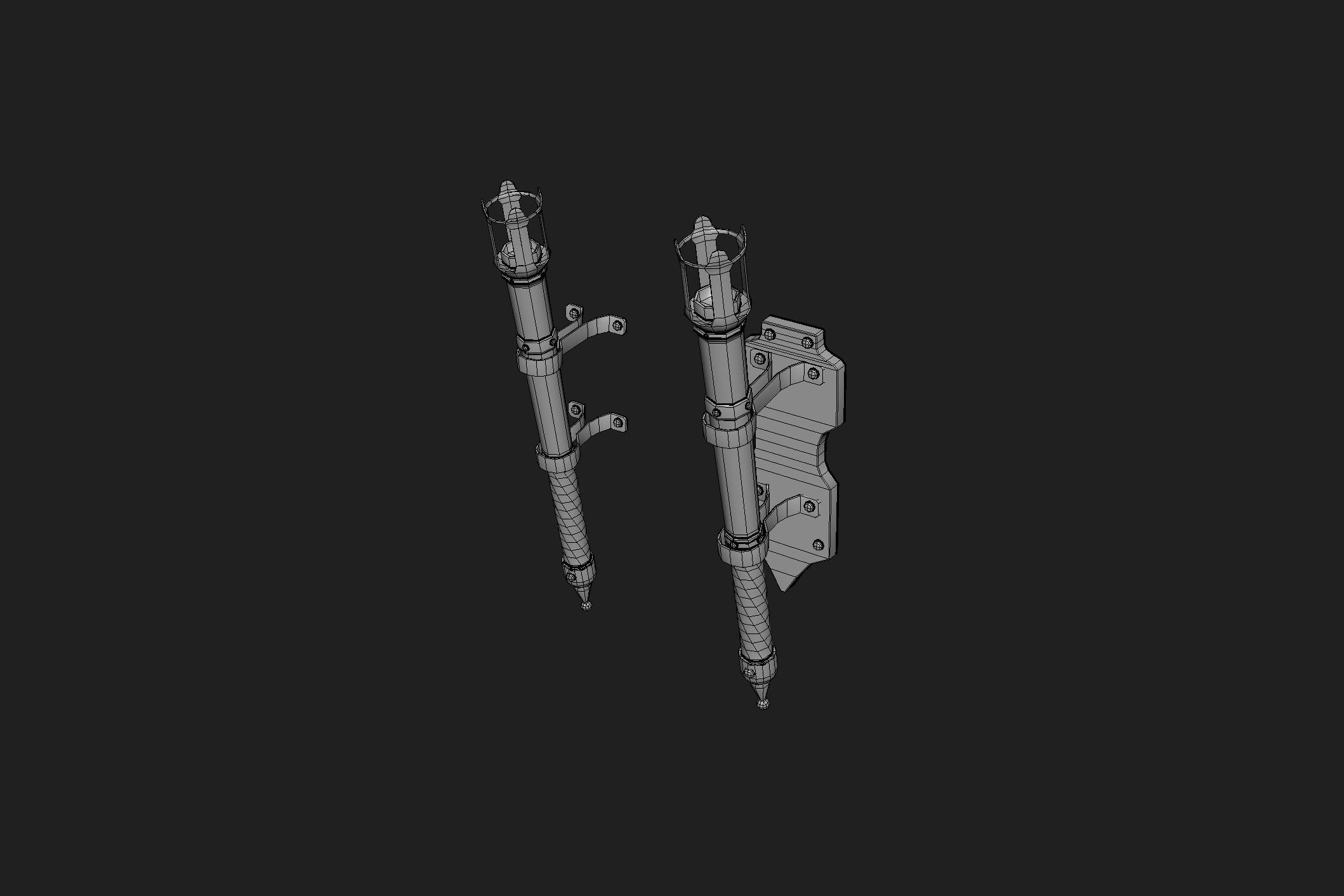 Old Torch Low-poly 3D model_2