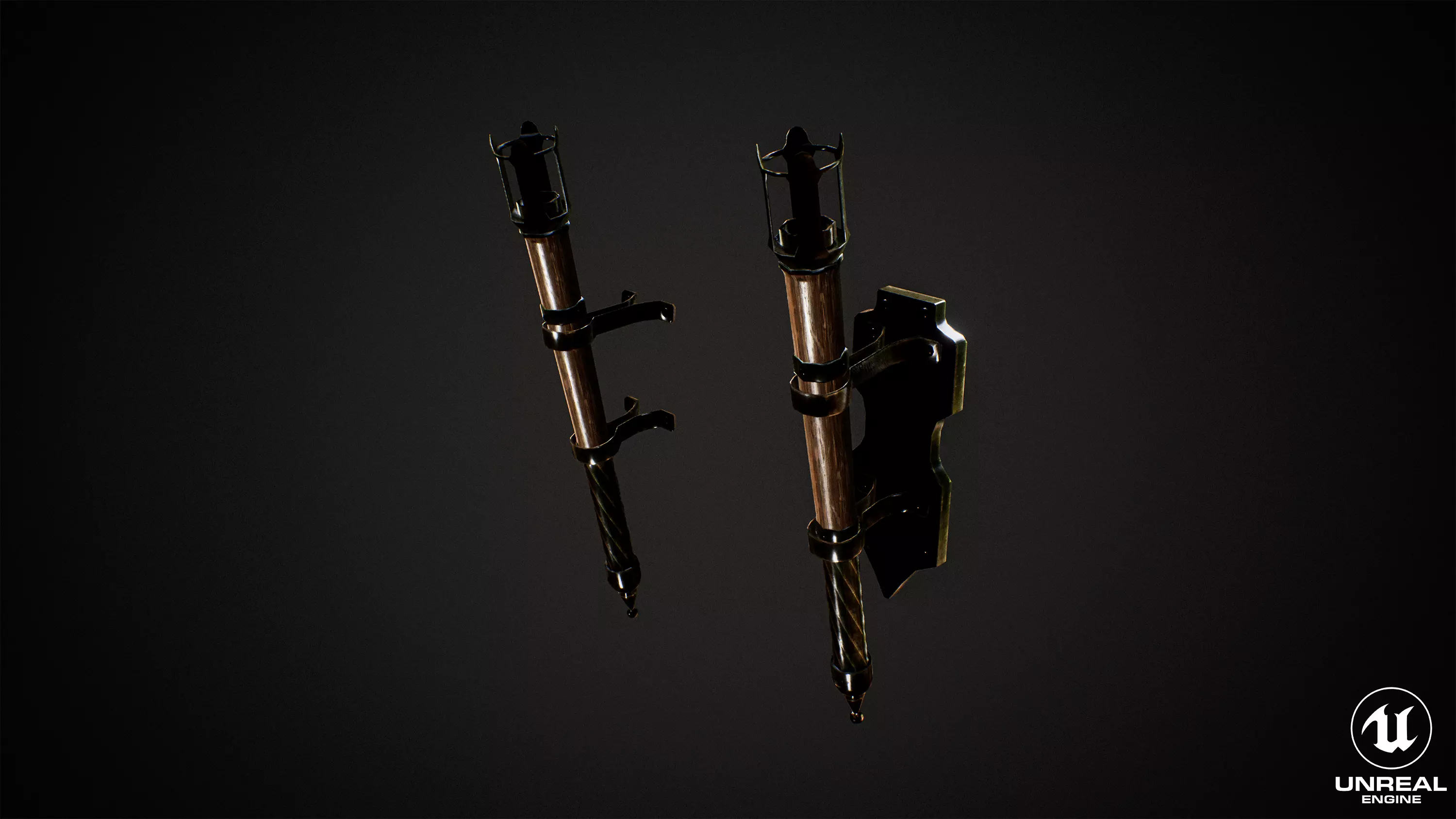 Old Torch Low-poly 3D model_0