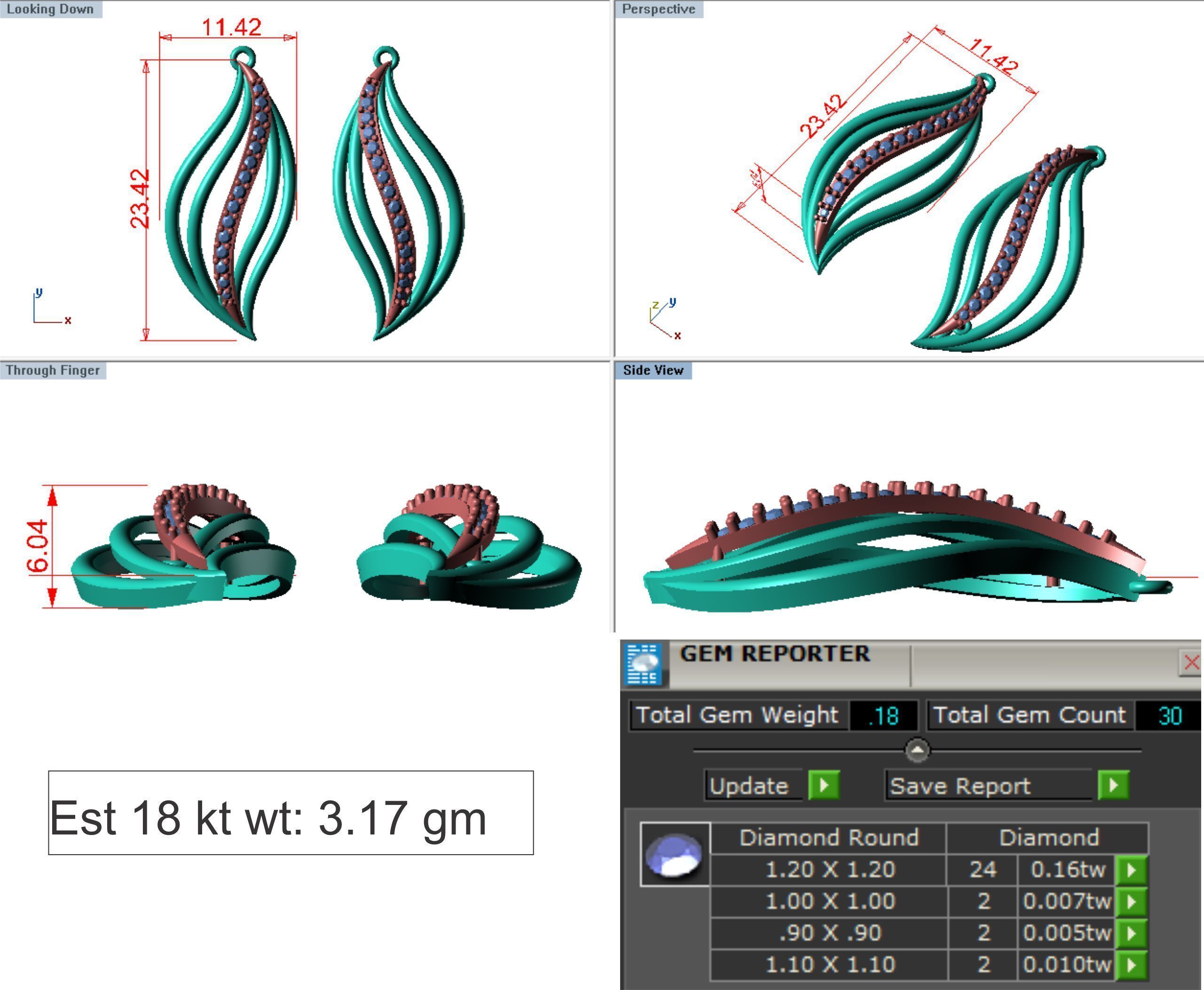Women earrings 3dm render detail 3D print model_3