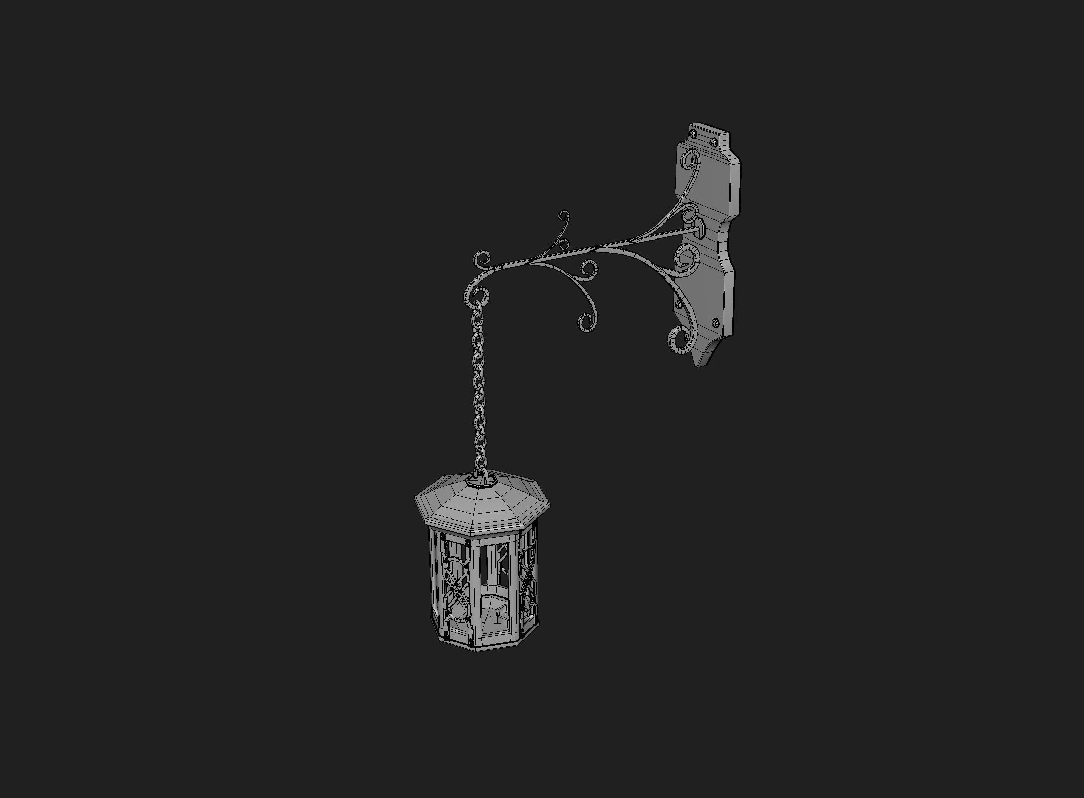 Old Fire Lamp Low-poly 3D model_4