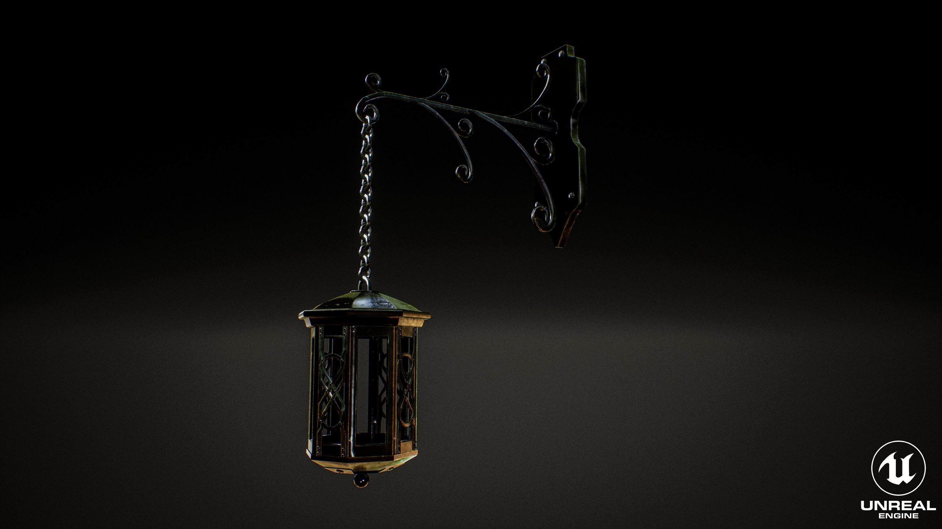 Old Fire Lamp Low-poly 3D model_2