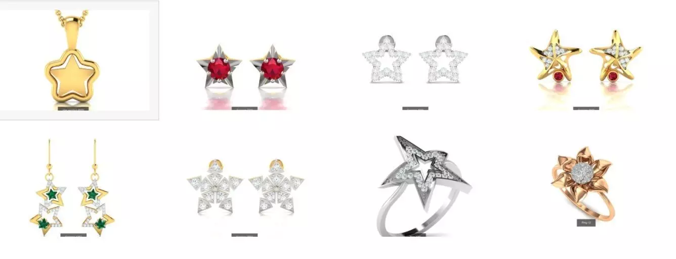 7 star ring earrings pendant 3dm renders details 3D Model Collection_0