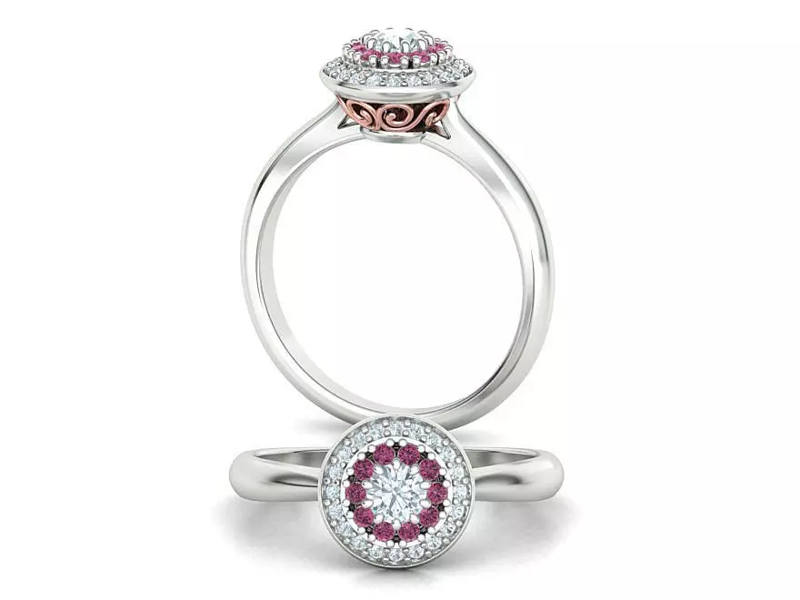 Bespoke Halo Engagement ring Own design 3dmodel 3D print model_0