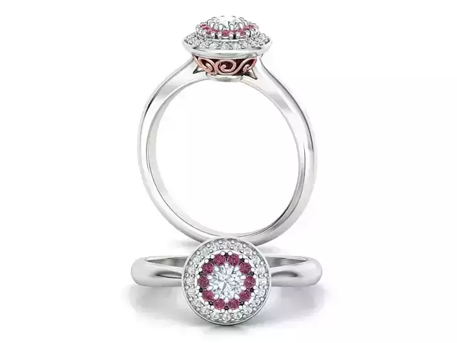 Bespoke Halo Engagement ring Own design 3dmodel