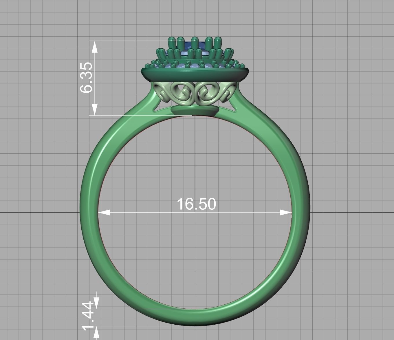 Bespoke Halo Engagement ring Own design 3dmodel 3D print model_15