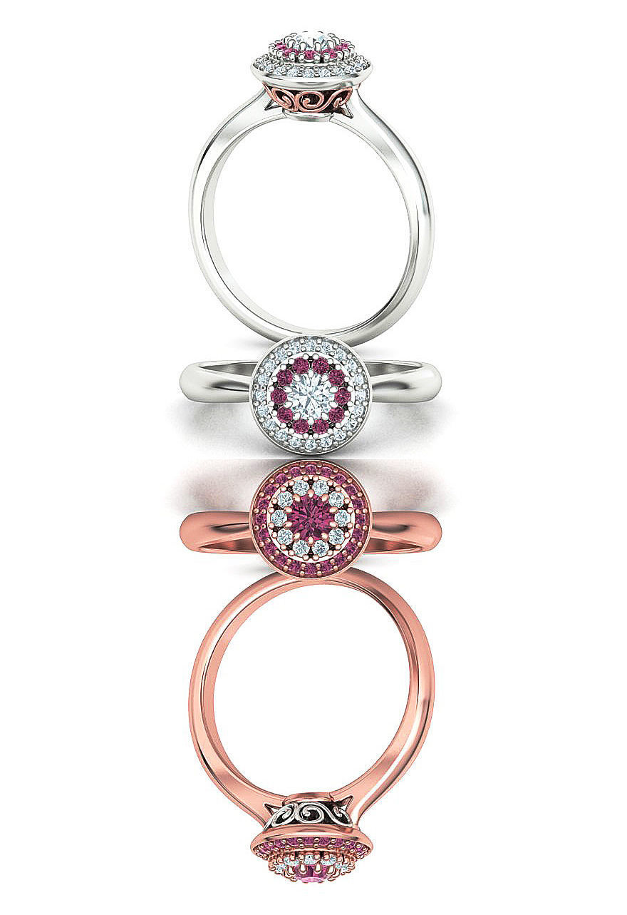 Bespoke Halo Engagement ring Own design 3dmodel 3D print model_18