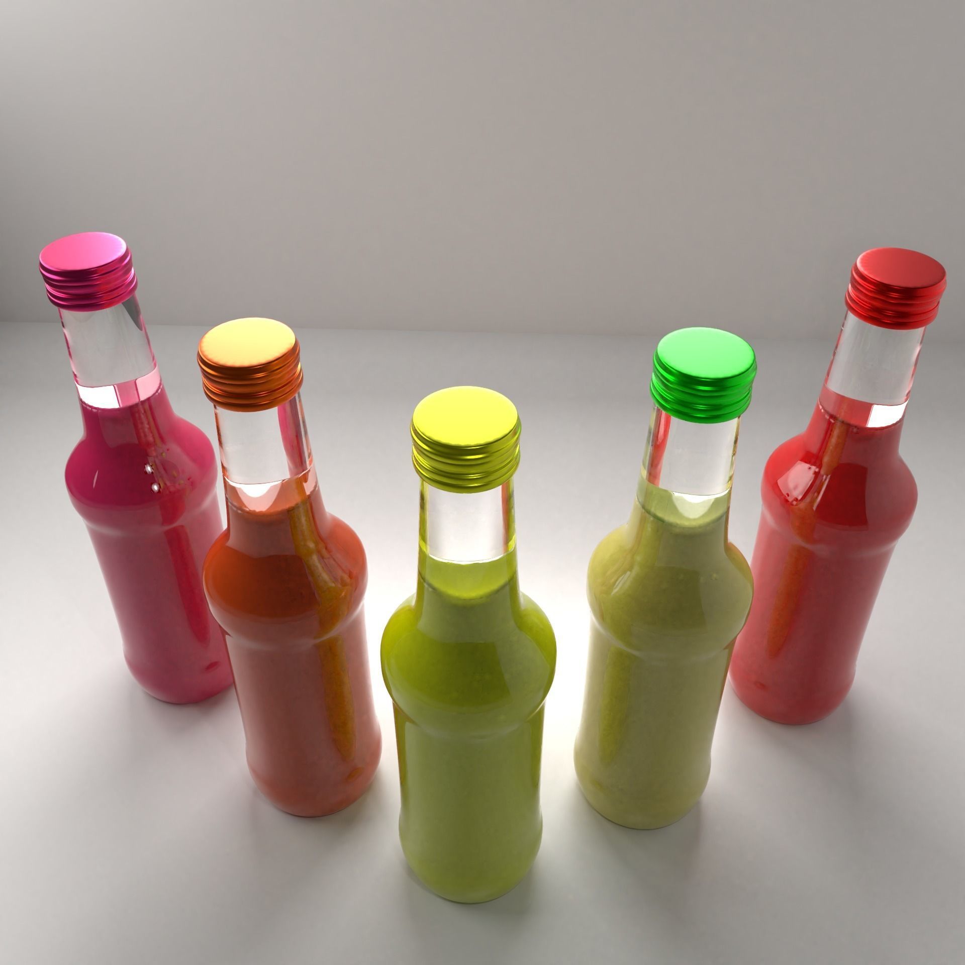 Glass Bottle 18 Assorted Colors with Liquid 2 3D model_2