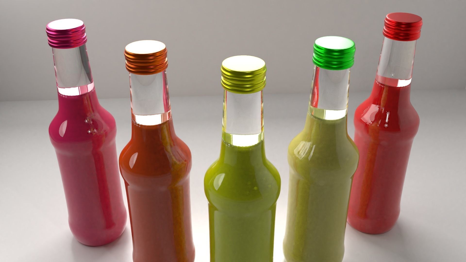 Glass Bottle 18 Assorted Colors with Liquid 2 3D model_1