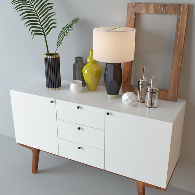 west elm modern buffet 3D model_1