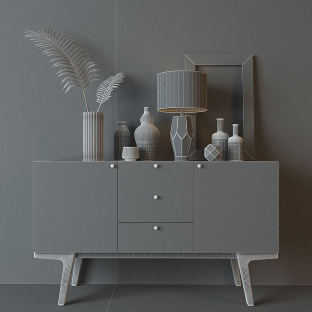 west elm modern buffet 3D model_4