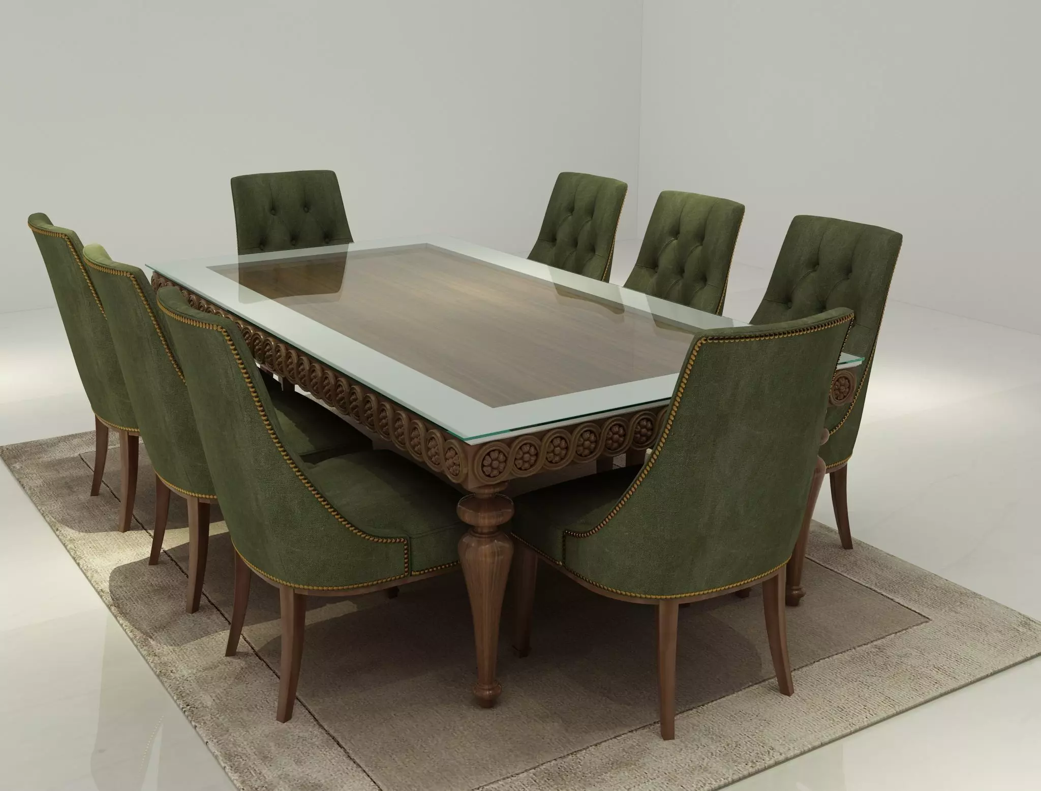 DINING SET empty room with chairs 3D model