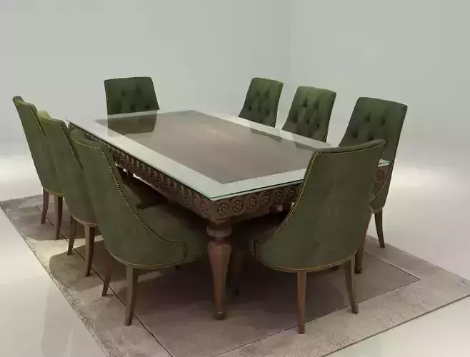 DINING SET empty room with chairs 3D model